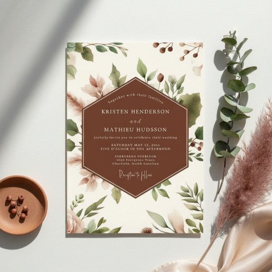 Sienna Botanical Romance Wedding Einladung