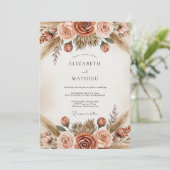 Sienna Botanical Romance Wedding Einladung (Stehend Vorderseite)