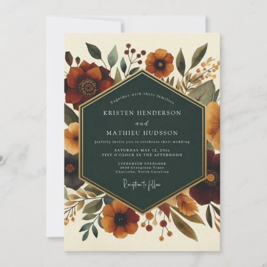 Sienna Botanical Whimsy Wedding Einladung (Vorderseite)