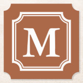 Sienna braun eleganter Rand individuelles Monogram Untersetzer (Vorderseite)