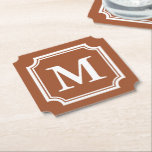 Sienna brown elegant border custom monogram untersetzer<br><div class="desc">Sienna brown elegant border custom monogram Paper Coaster . Personalized drink coaster for wedding party and more.</div>