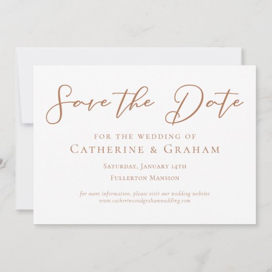 Sienna Brown Script Couple Foto Chill Fall Save The Date (Rückseite)