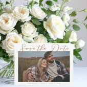 Sienna Brown Script Couple Foto Chill Fall Save The Date