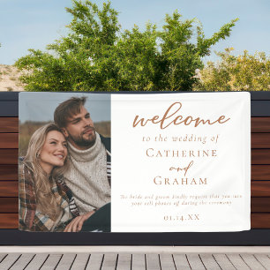 Sienna Brown Script Custom Foto Wedding Willkommen Banner