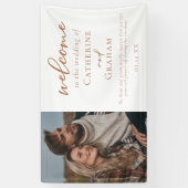 Sienna Brown Script Custom Foto Wedding Willkommen Banner (Vertikal)