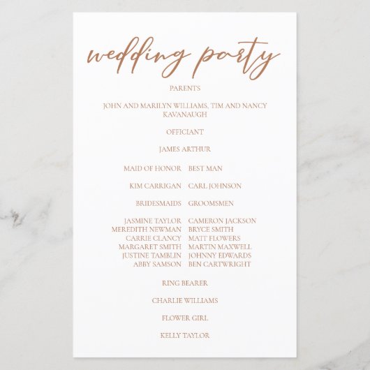 Sienna Brown Script Custom Hochzeit im Herbst Prog (Rückseite)