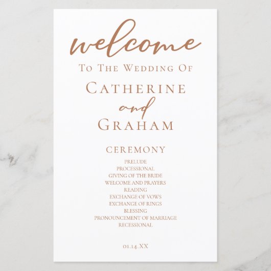 Sienna Brown Script Custom Hochzeit im Herbst Prog (Vorderseite)