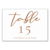 Sienna Brown Script Custom Wedding Horizontal Tischnummer (Rückseite)