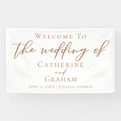 Sienna Brown Script Minimalistisch Custom Wedding Banner (Horizontal)
