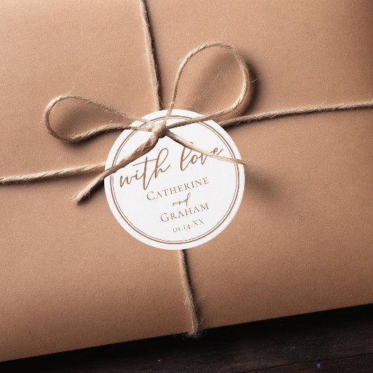 Sienna Brown Script Minimalistisch Custom Wedding Geschenkanhänger