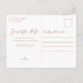 Sienna Brown Script Save the Date Minimalistisch Ankündigungspostkarte (Rückseite)