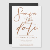 Sienna Brown Script Simple Save the Date Magnet (Vorne/Hinten)