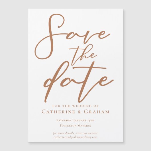Sienna Brown Script Simple Save the Date Magnet (Vorderseite)