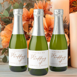 Sienna Brown Typografie Minimalistisch Wedding Min Schaumweinetikett
