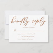 Sienna Brown Typografie Wedding Kindly Antwort (Vorderseite)