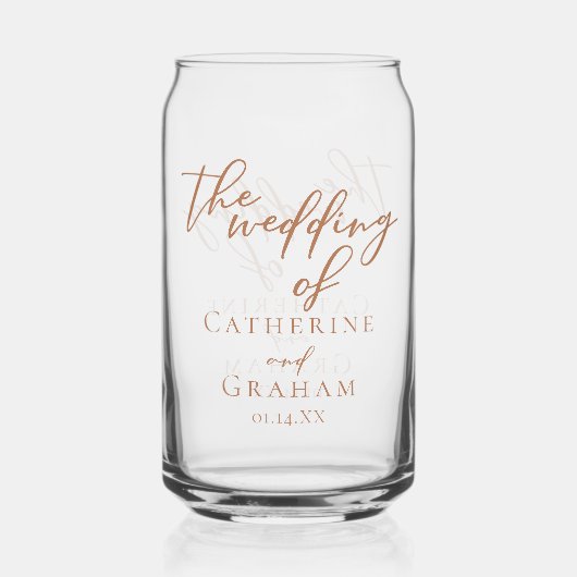 Sienna Brown Typografy Minimalistisch Wedding Dosenglas (Vorderseite)