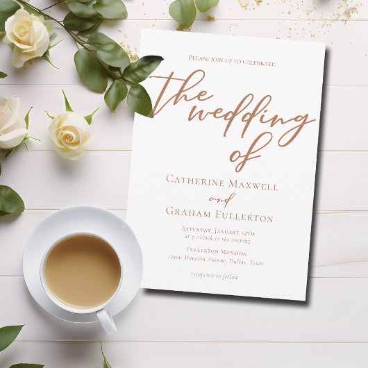 Sienna Brown Typografy Minimalistisch Wedding Einladung