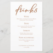 Sienna Brown Typografy Simple Wedding Bar Menu (Vorderseite)