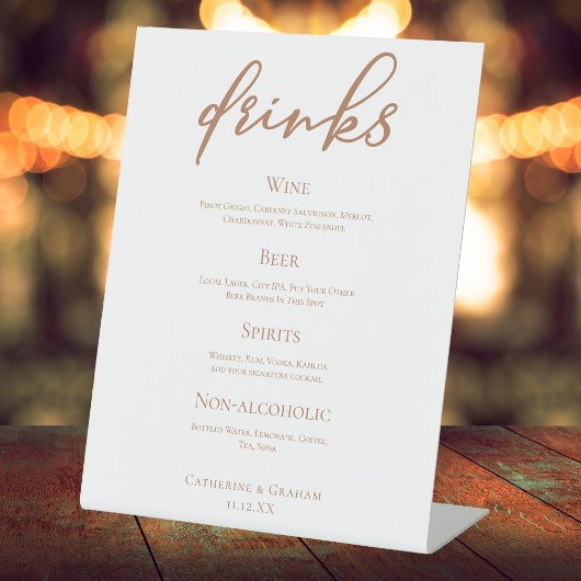 Sienna Brown Typografy Simple Wedding Bar Menu Sockelschild