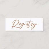 Sienna Brown Typografy Simple Wedding Registry Mini Visitenkarte (Vorderseite)
