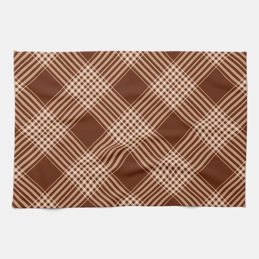 Sienna Brown und Weiß Kariert Handtuch (Horizontal)