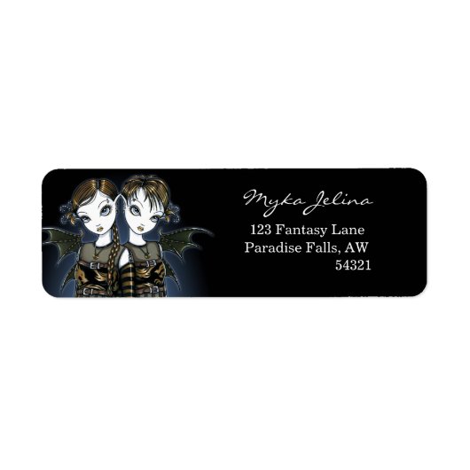 "Sienna & Celeste" Dragon Twin Fairies Art Labels (Vorne)