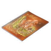 Sienna Coral & Gold Imitate Glitzer Kristalle Notizblock (Linke Seite)