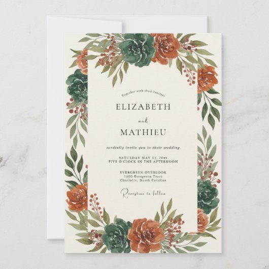 Sienna Dahlia Gemalte Hochzeit Einladung (Vorderseite)