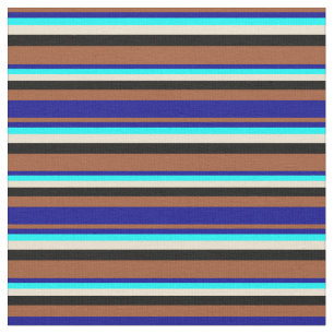 Sienna, Dunkelblau, Cyan, Beige und Schwarz Stoff