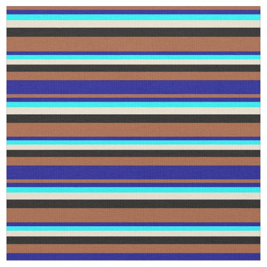 Sienna, Dunkelblau, Cyan, Beige und Schwarz Stoff (Nahaufnahme)