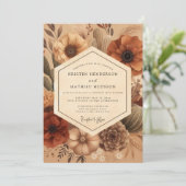Sienna Earthy Bloom Hochzeit Einladung (Stehend Vorderseite)