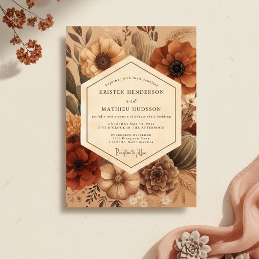 Sienna Earthy Bloom Hochzeit Einladung