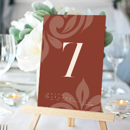 Sienna Elegante Classic Damask Tischnummer Card