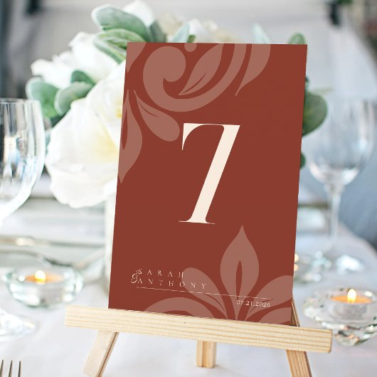 Sienna Elegante Classic Damask Tischnummer Card