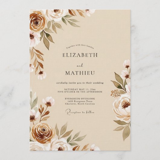 Sienna Ethereal Bloom Wedding Einladung (Vorderseite)