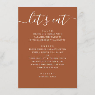 Sienna Fall Wedding | Terracotta Reception Dinner Menükarte