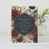 Sienna Floral Autumn Elegance Wedding Einladung (Stehend Vorderseite)