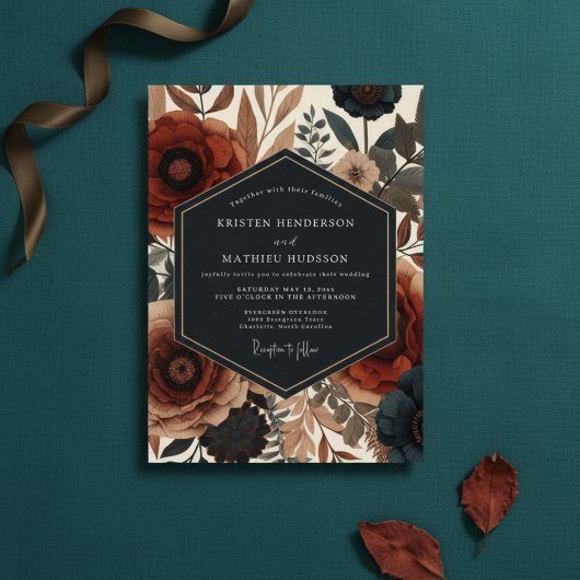 Sienna Floral Autumn Elegance Wedding Einladung