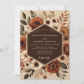 Sienna Floral Autumn Romance Wedding Einladung (Vorderseite)