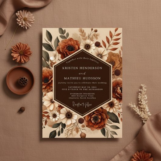 Sienna Floral Autumn Romance Wedding Einladung