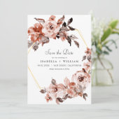 Sienna Floral und Gold Rahmen Save the Date Einladung (Stehend Vorderseite)