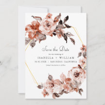 Sienna Floral und Gold Rahmen Save the Date