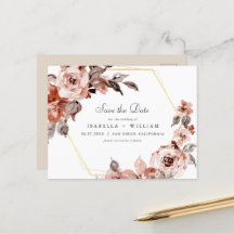 Sienna Floral und Gold Rahmen Save the Date