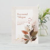 Sienna Gold Vein Leaf Wedding Einladung (Stehend Vorderseite)