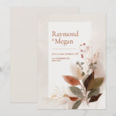 Sienna Gold Vein Leaf Wedding Einladung (Vorne/Hinten)