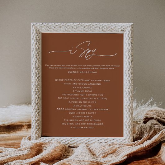 SIENNA I Spy Wedding Hashtag Sign Poster