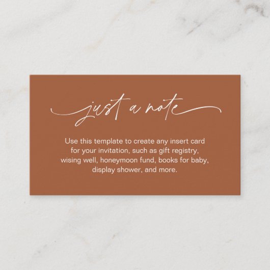 SIENNA Just a Note Enclosure Card Boho Terracotta Begleitkarte (Vorderseite)