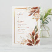 Sienna Leaf Sage Botanical Wedding Einladung (Stehend Vorderseite)