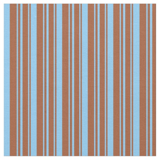 Sienna & Light Sky Blue Streifen/Linke Muster Stoff (Nahaufnahme)