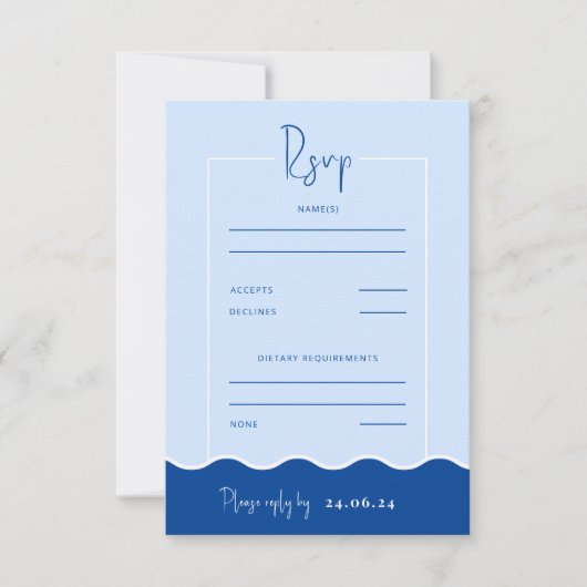 SIENNA Modern Blue Destination UAWG Response Card RSVP Karte (Vorderseite)